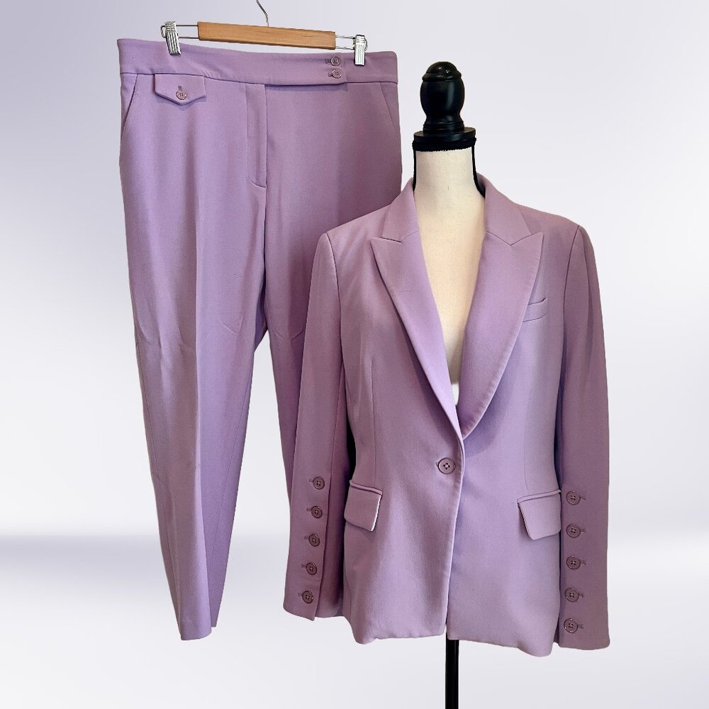 Veronica Beard Dickey Lavender Soft Lilac Purple Dickey Suit Blazer Pants Sz 14